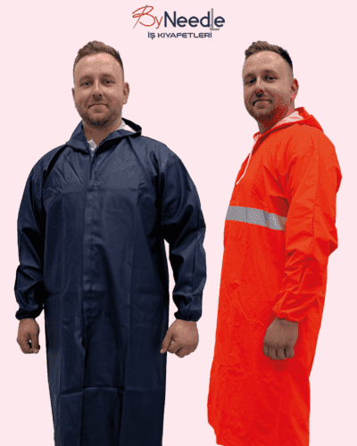 PVC yağmurluk, su geçirmez iş kıyafetleri, endüstriyel yağmurluk, inşaat yağmurluğu, iş güvenliği kıyafeti, sarı PVC yağmurluk, iş elbiseleri Saray Tekirdağ, ByNeedle yağmurluk, balıkçı yağmurluk