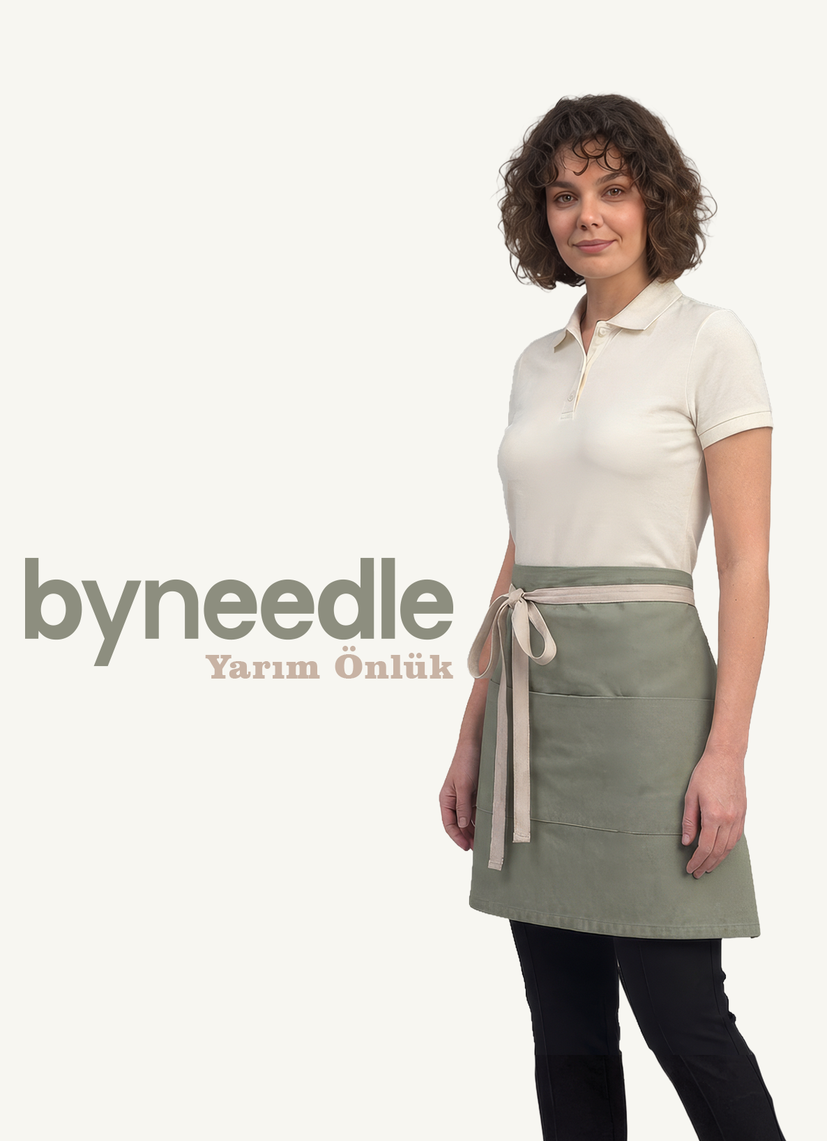 By Needle Önlük Yarım Belden Bağlamalı Garson
